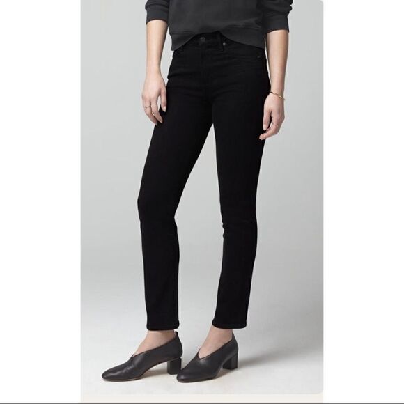 Citizens of Humanity Harlow Ankle Mid Rise Slim Fit Jeans - Corduroy Black - Picture 1 of 3